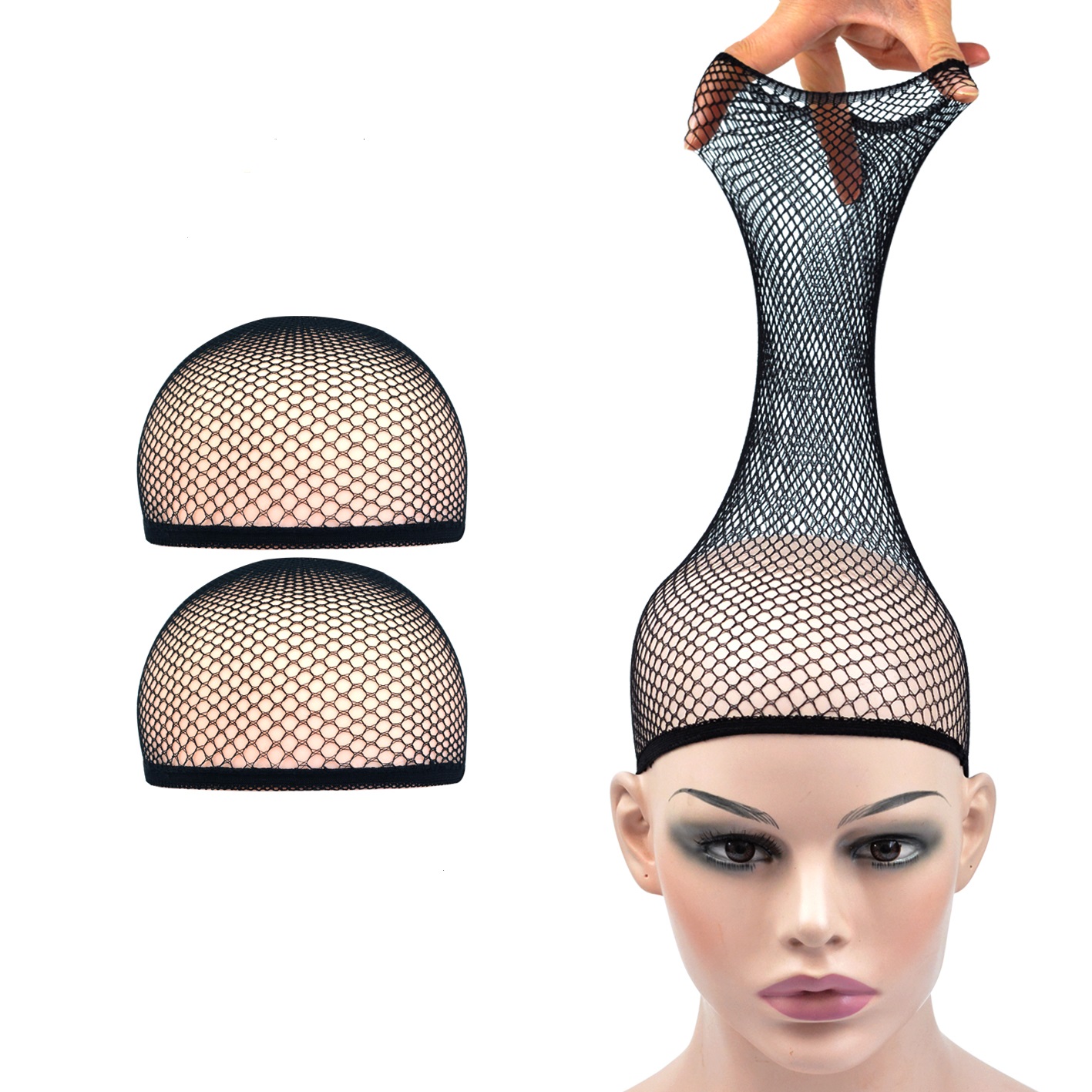 Wig Cap Stocking - Filets à cheveux à extrémité ouverte,