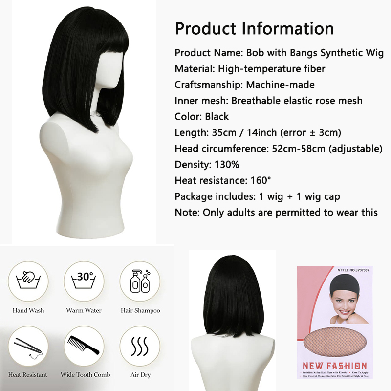 Perruque Bob noire naturelle a - Hair Care High End avis et prix